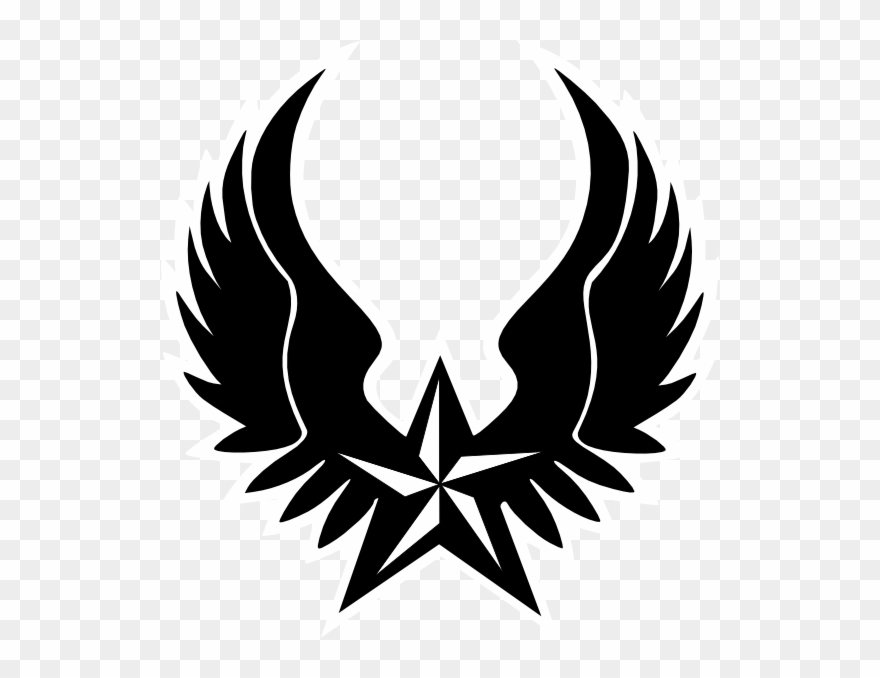 Clipart shield winged. Black and red star