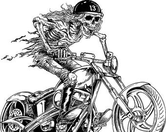 clipart skeleton biker