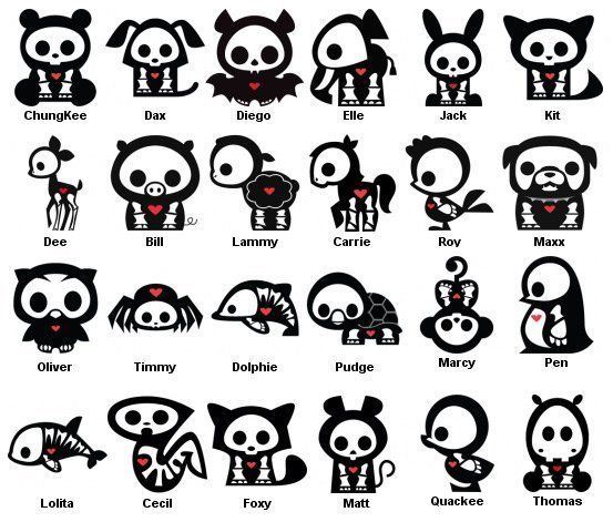 Clipart skeleton cartoon animal. Cute black white the