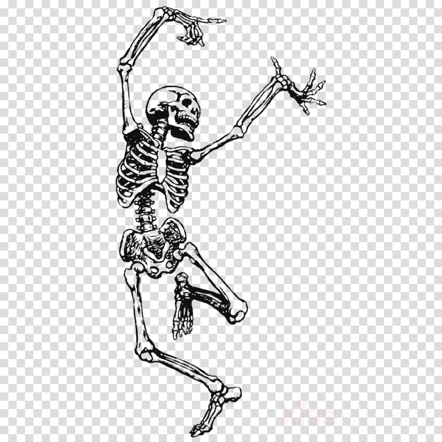 Skeleton Skull Dance Clip Art Black And White Transparent Png | My XXX ...