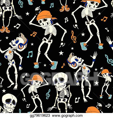 Eps illustration dancing skeletons. Clipart skeleton party