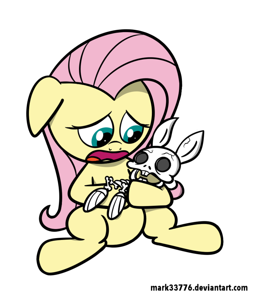 Fluttershy and bunny by. Clipart skeleton rabbit