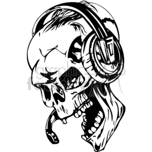 clipart skull black and white