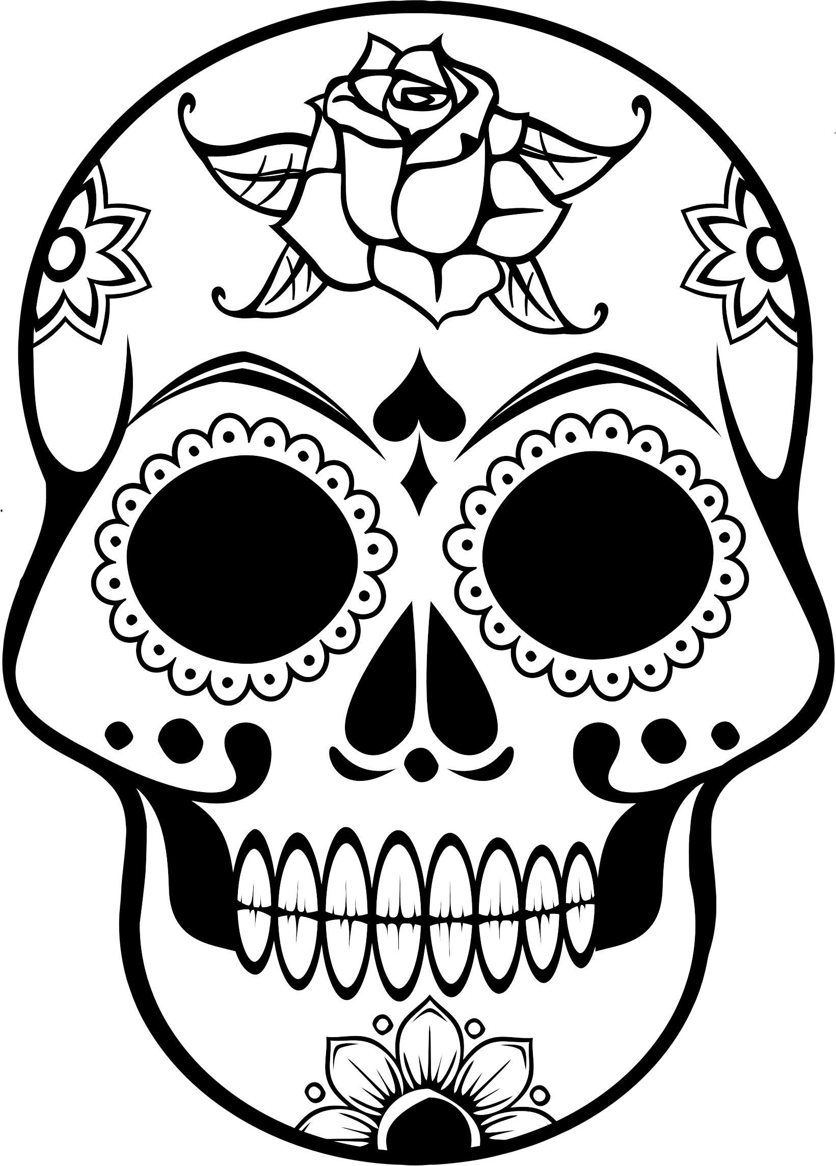 Clipart skull clip art. Ornate lineart big image