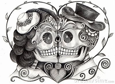 Clipart skull couple. Art wedding day of