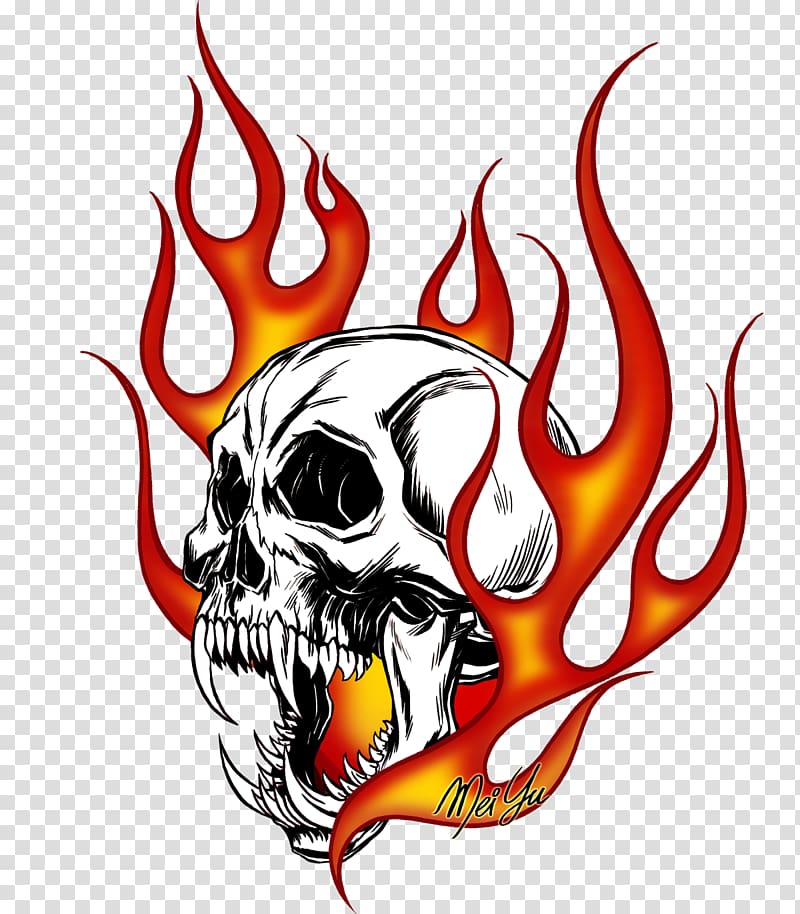 flames clipart skull