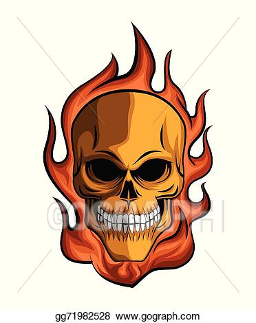 clipart skull fire