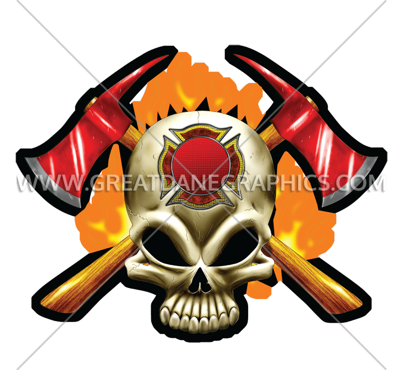 clipart skull firefighter