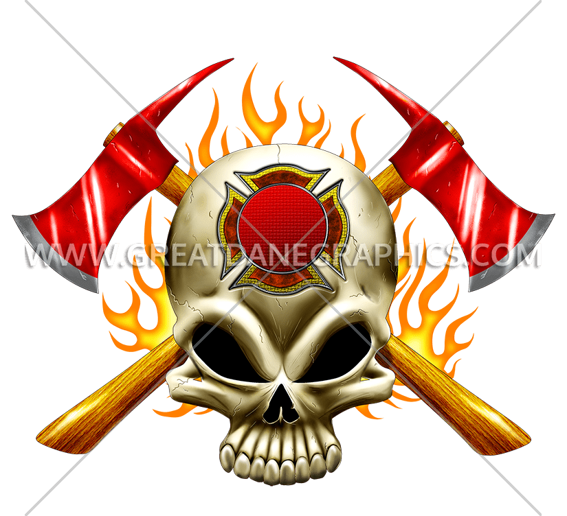clipart skull firefighter