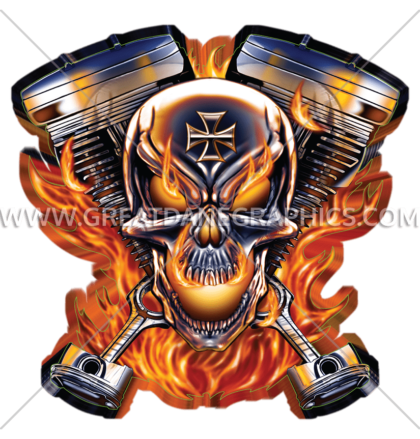 Biker parts production ready. Clipart skull motorcycle