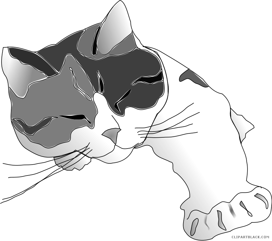 Cat clipartblack com animal. Clipart sleeping black and white