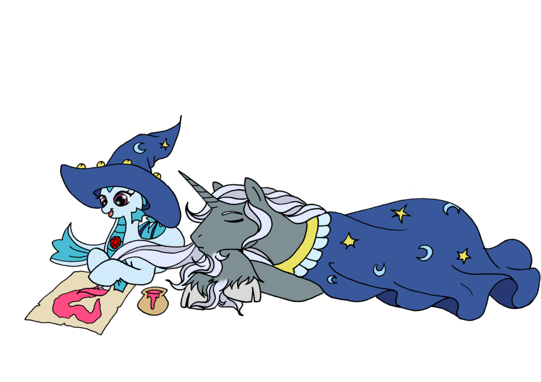 The wizard and siren. Clipart sleeping mother baby