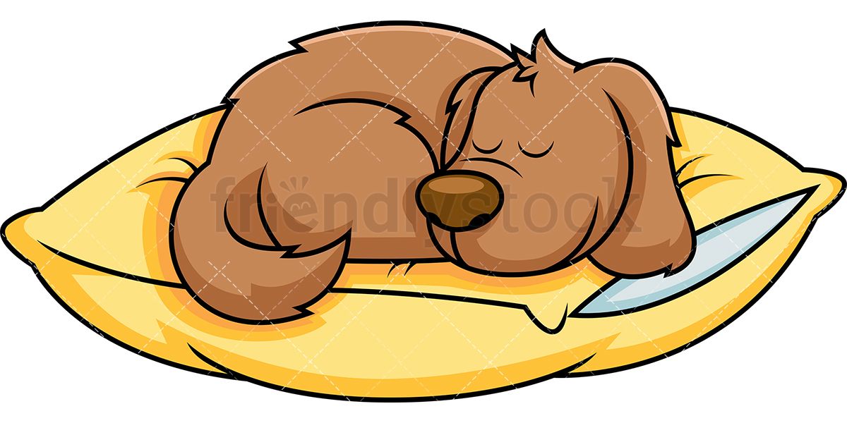 Dog sleeping on clip. Pillow clipart vector