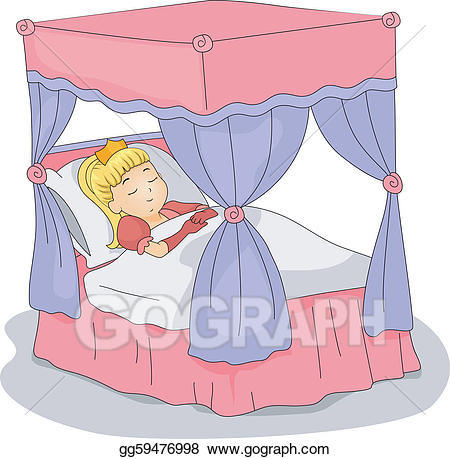 Vector illustration . Clipart sleeping sleeping princess