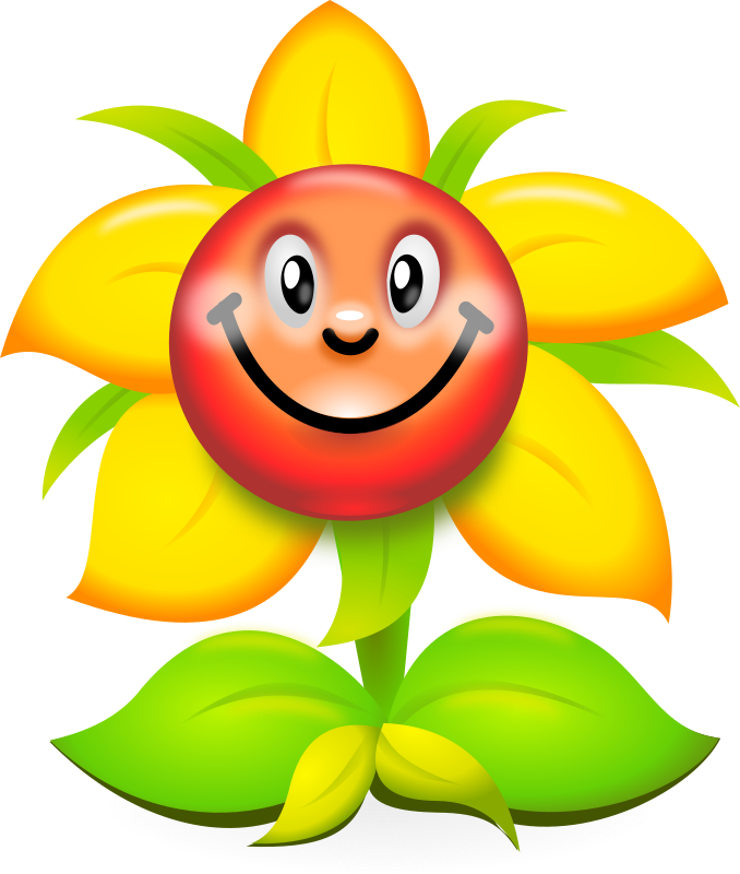 Clipart smile flower. Funny yellow character superb