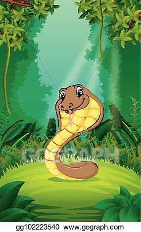 Vector illustration in the. Clipart snake forest
