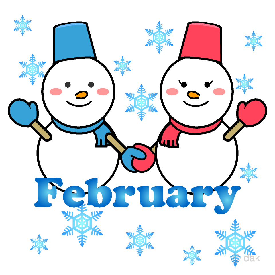 Winter clipart february. Snowman couple and snow