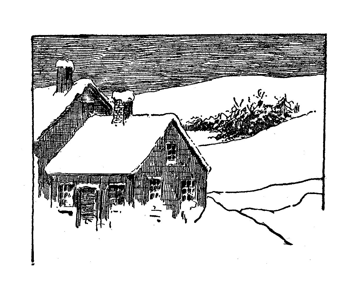 Digital stamp design antique. Clipart snow hut