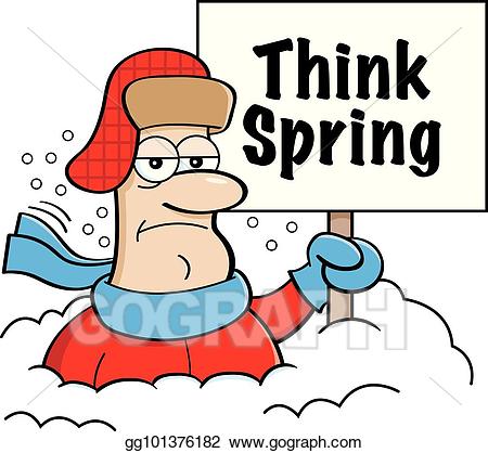 Clipart spring snow. Vector stock cartoon man