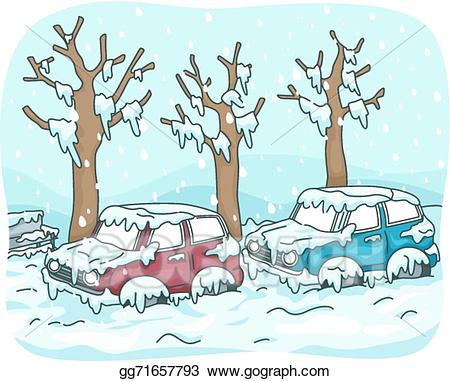 Clipart snow street. Vector storm illustration gg