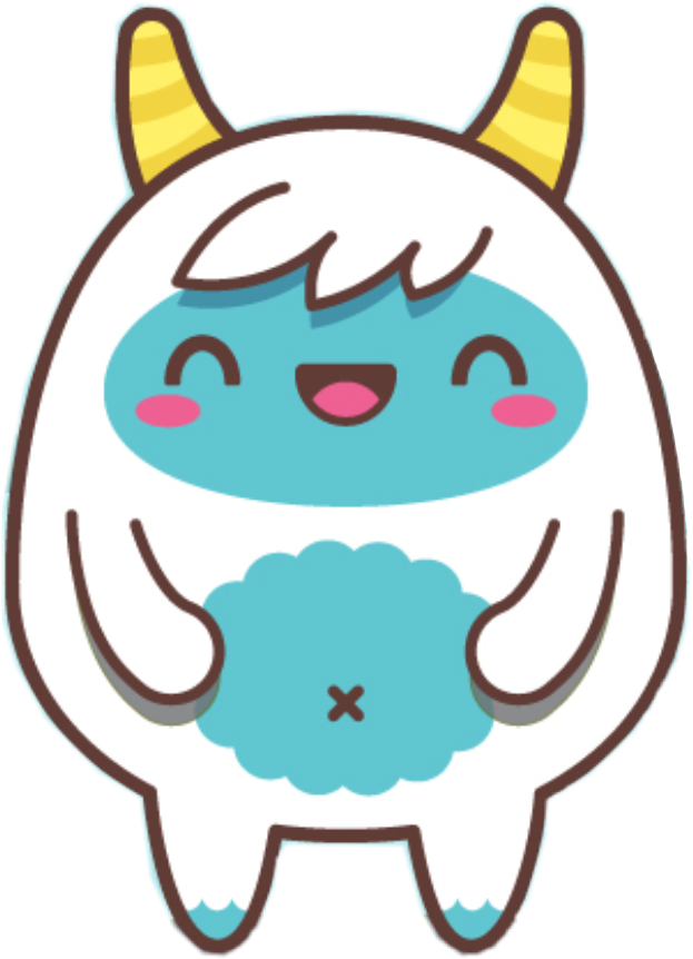 Cute kawaii yeti monster. Clipart snow turquoise