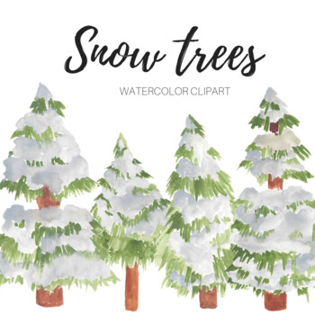 Pine trees by writelovely. Clipart snow watercolor