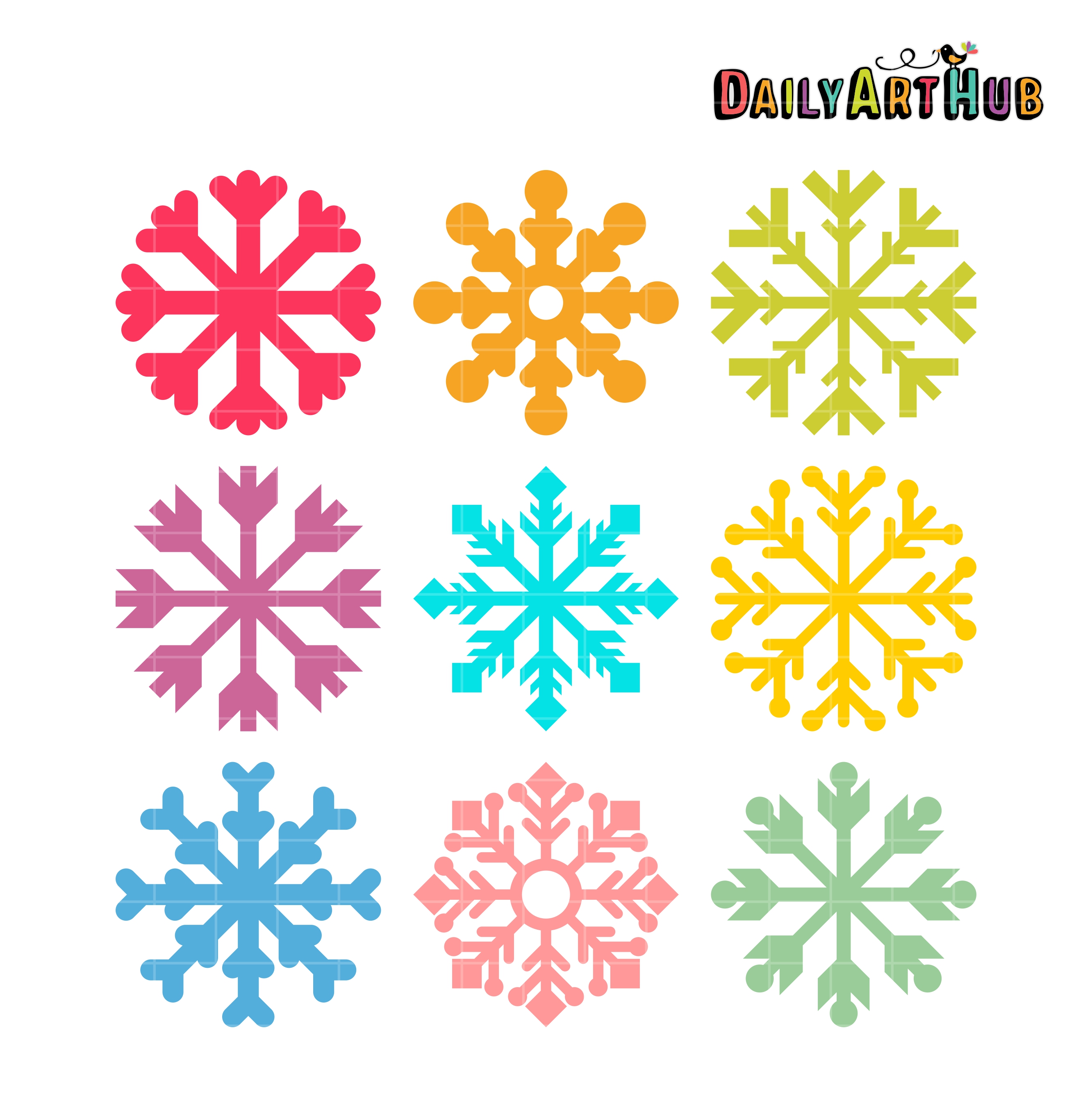 Clipart snowflake basic. Simple clip art set