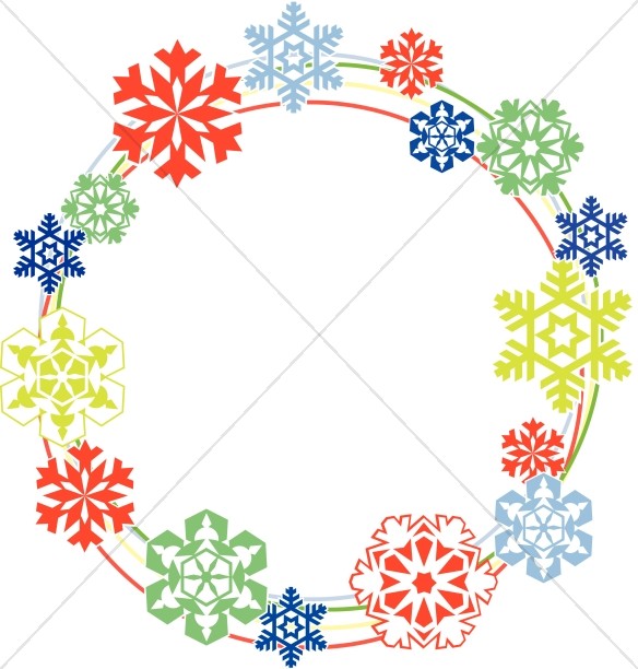 Colored snowflakes border images. Clipart snowflake circle