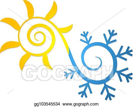 Clipart snowflake sun. Vector and symbol for