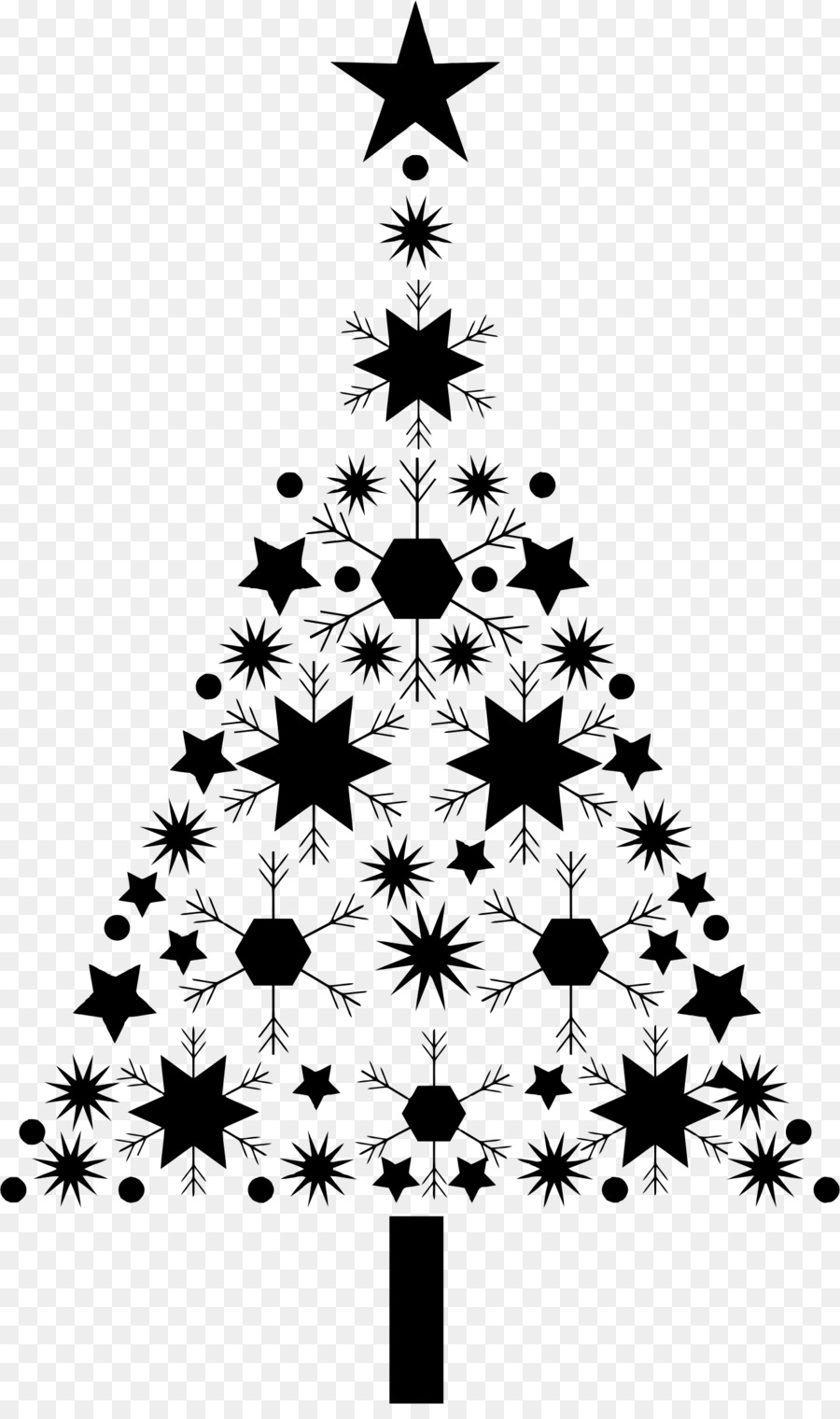 Clipart snowflake tree. Christmas black and white
