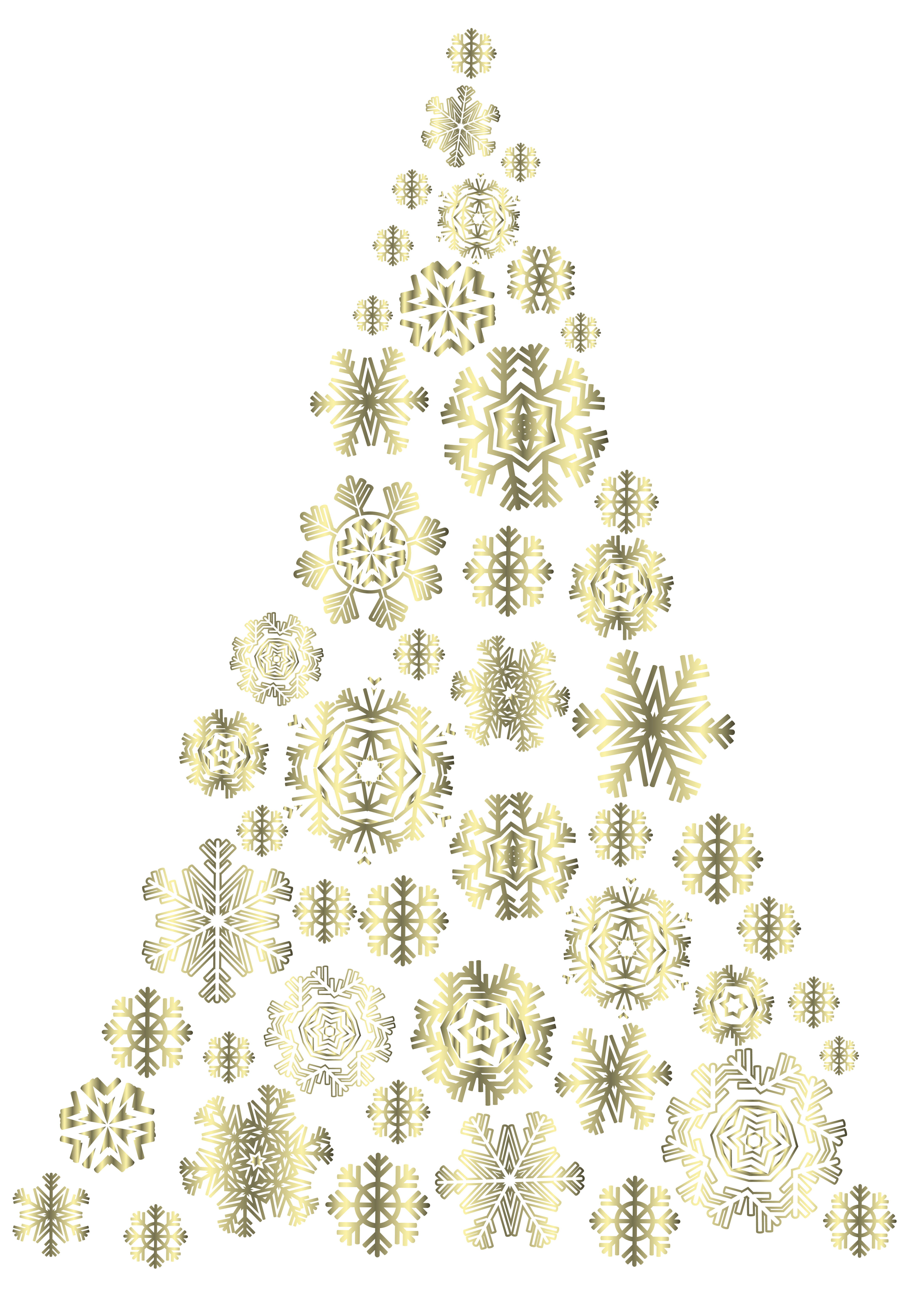 Golden snowflakes christmas png. Clipart snowflake tree