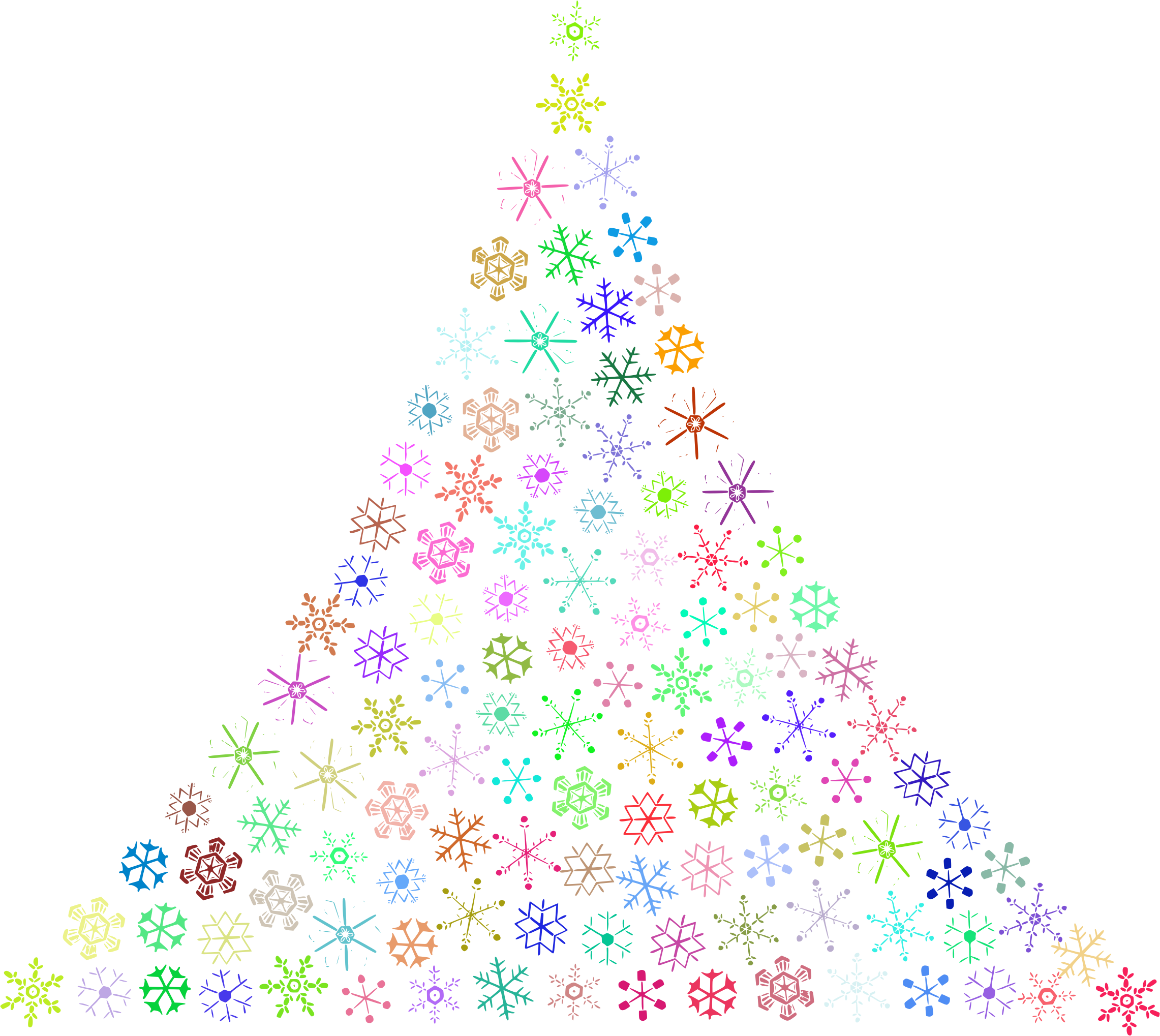 Prismatic christmas no background. Clipart snowflake tree