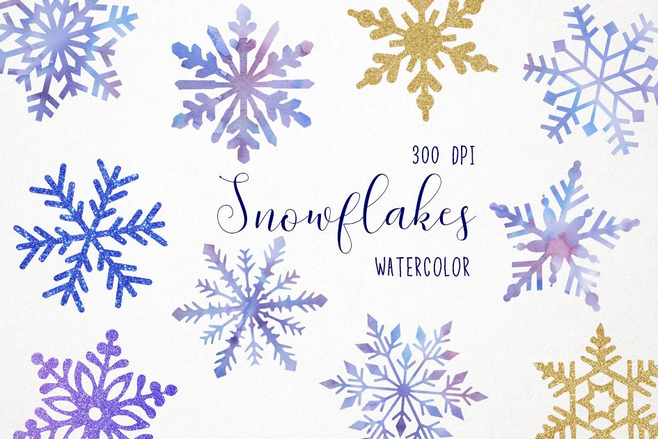 Snowflakes digital . Clipart snowflake watercolor