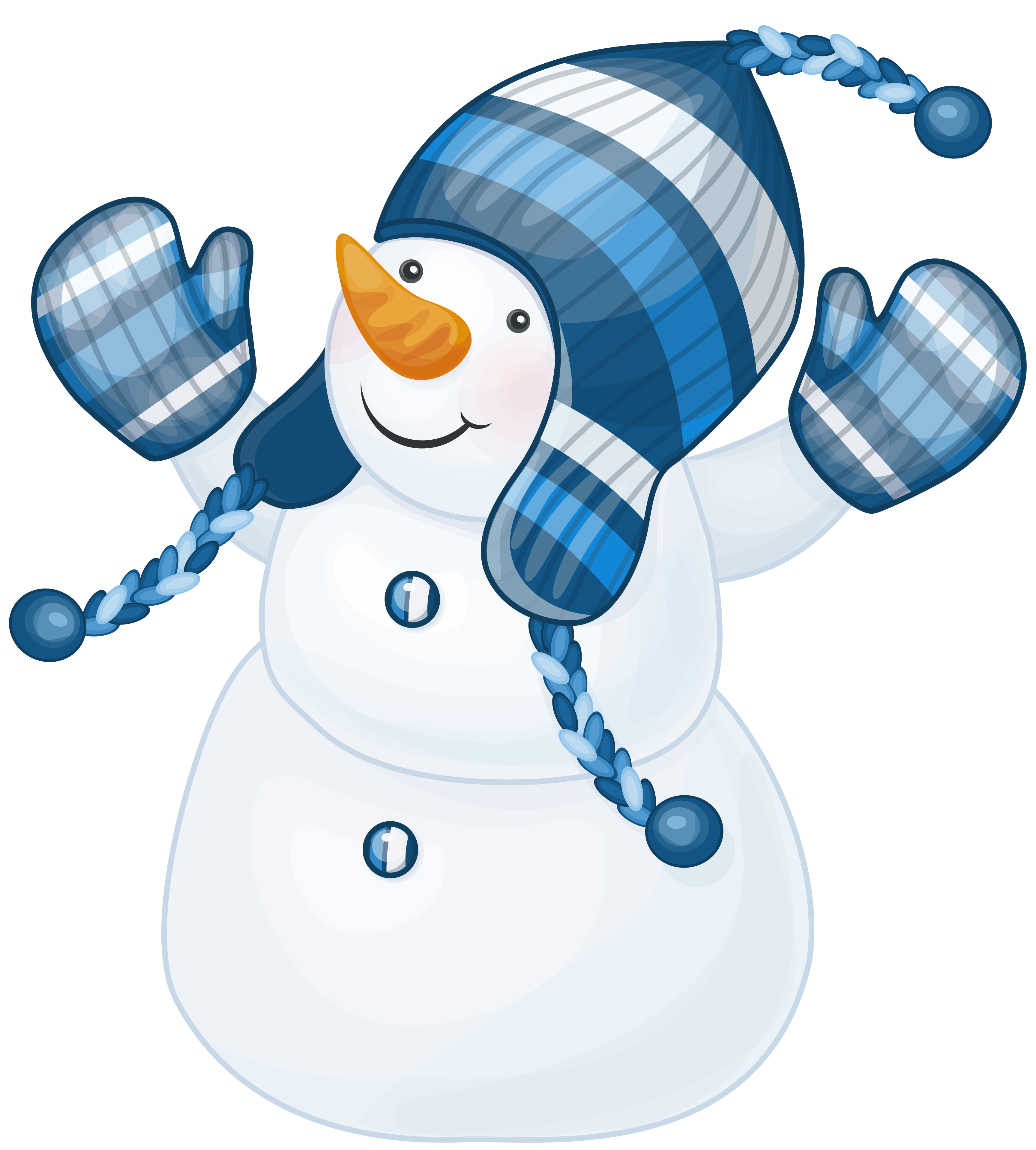 Snowman with blue hat. Winter clipart cookie