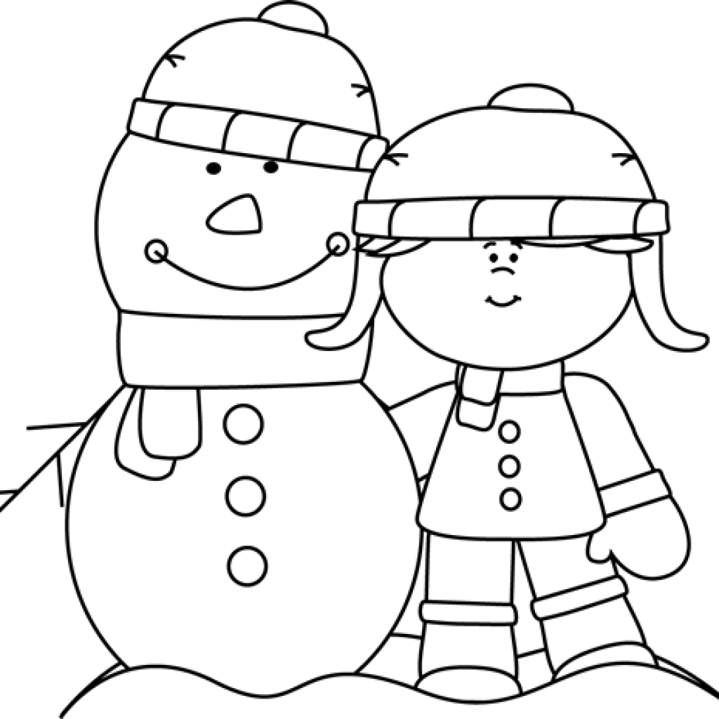 snowman clipart black and white