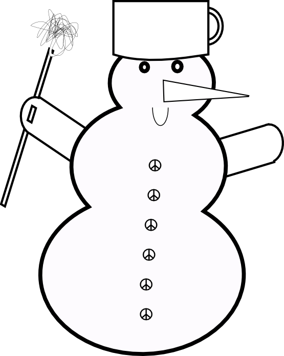 clipart snowman black and white