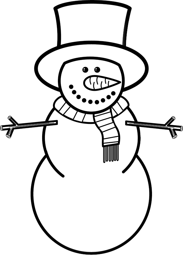 clipart snowman black and white