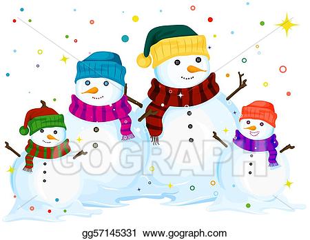 Stock illustrations . Clipart snowman family