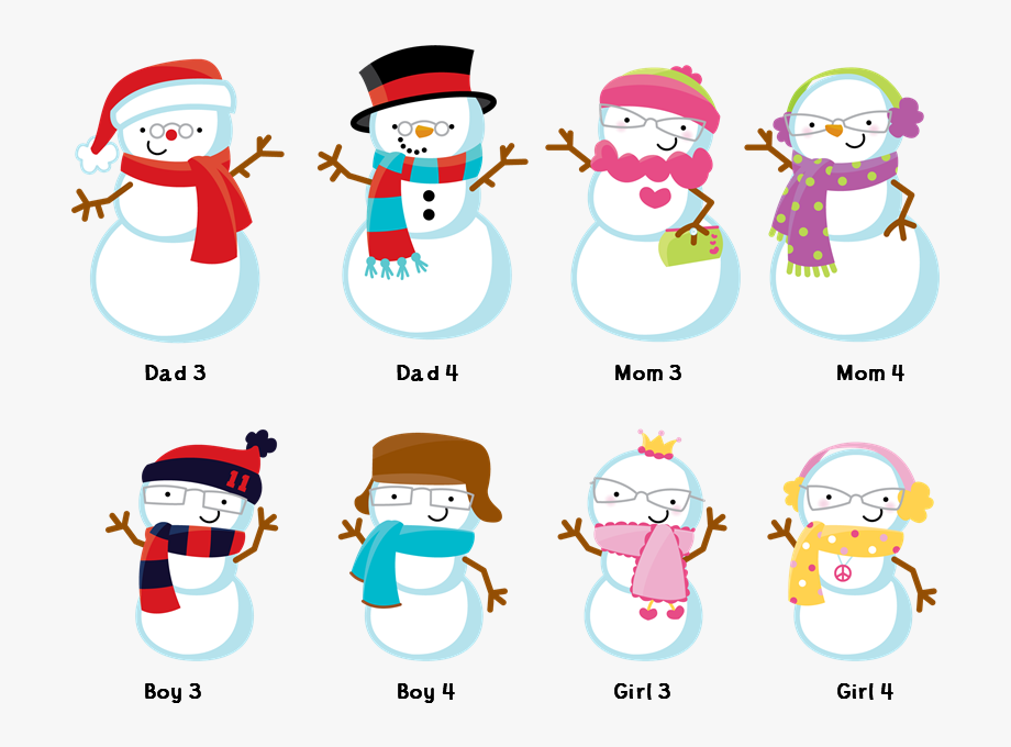 Clipart snowman family. Christmas thank you 