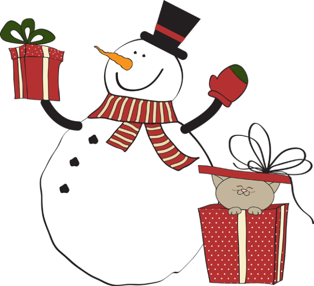 clipart snowman gift