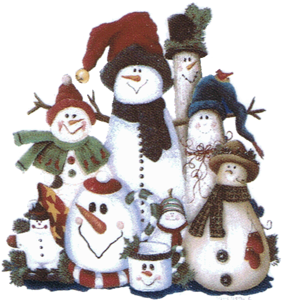 Adorable folk art group. Country clipart snowman