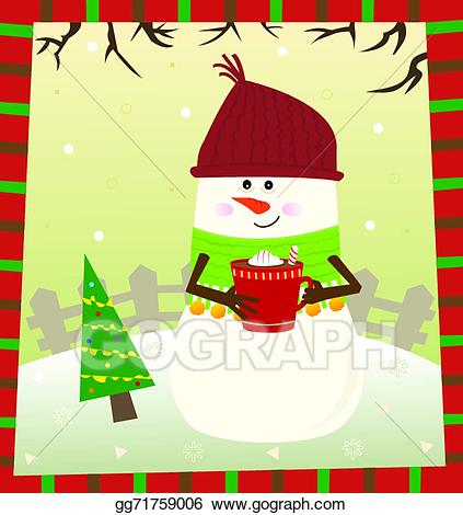 Vector stock clip art. Clipart snowman hot chocolate
