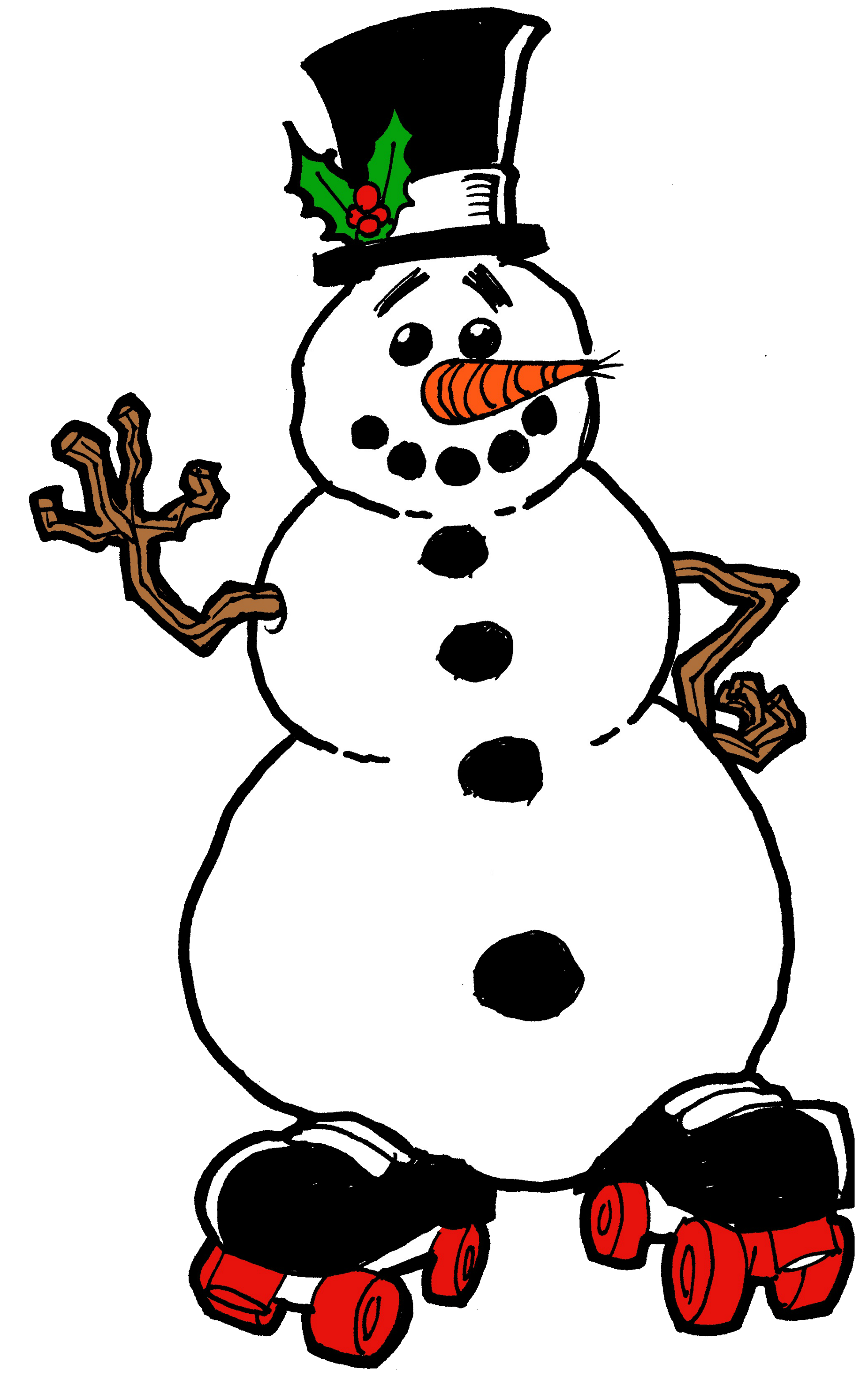 clipart snowman ice skating