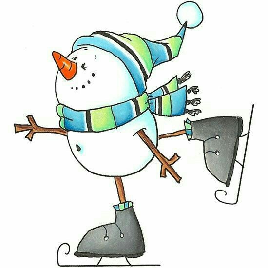 clipart snowman ice skating