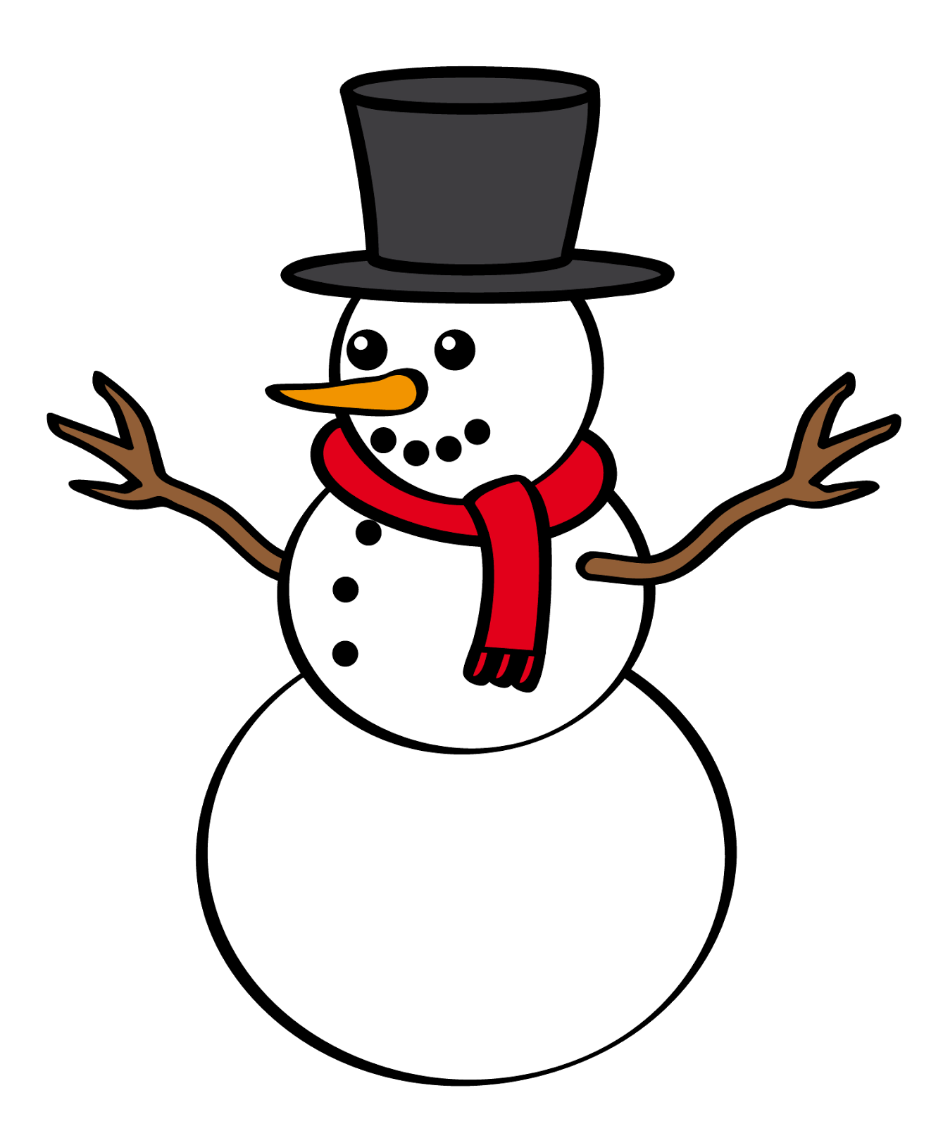 Snowman clipart january. Pencil and in color