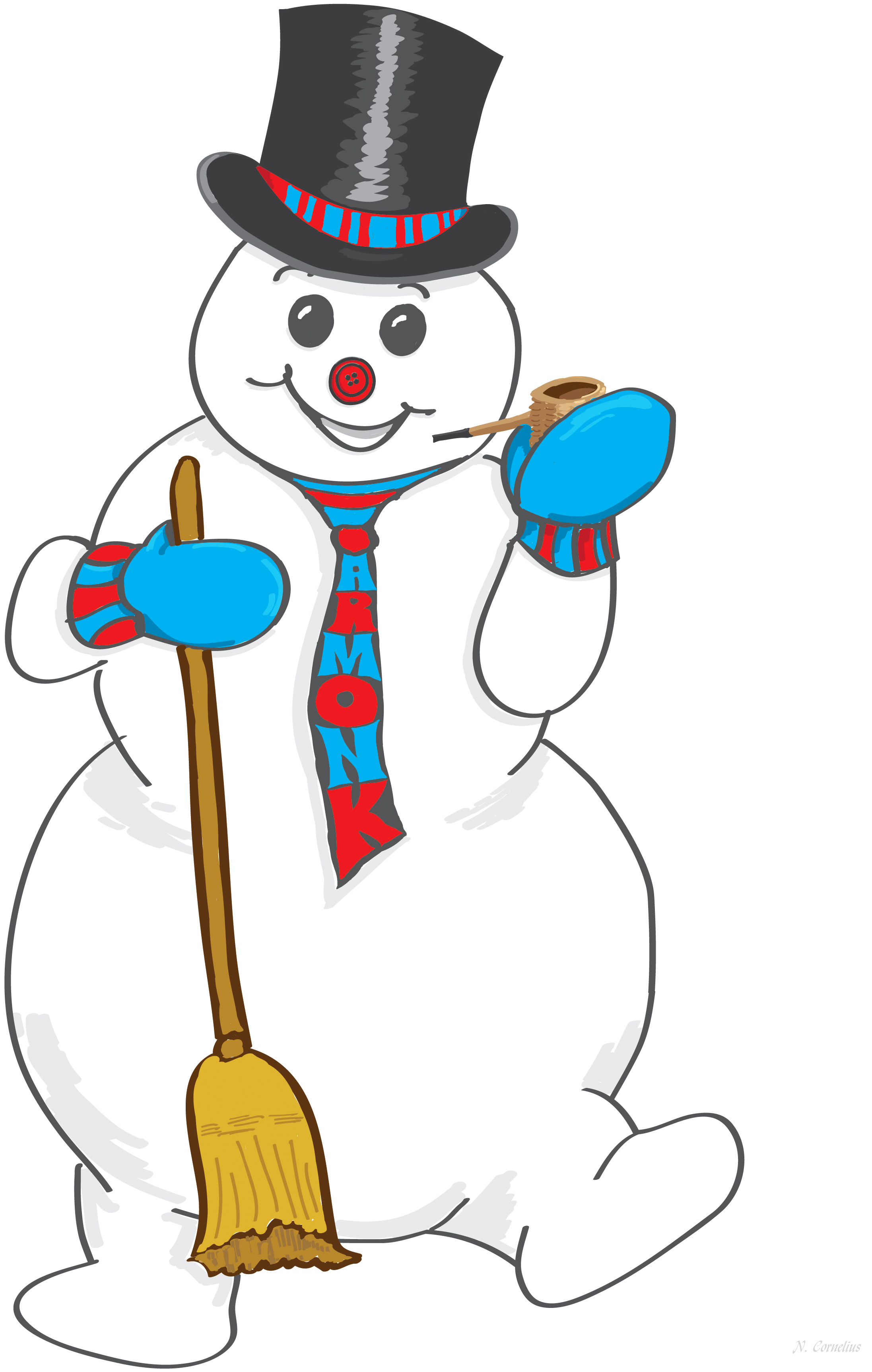 clipart snowman old fashioned