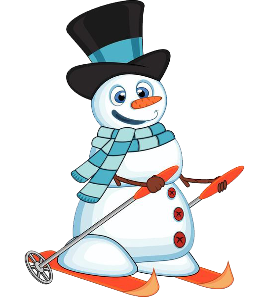 clipart snowman skiing