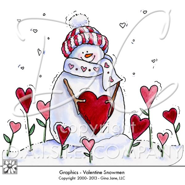 clipart snowman valentine