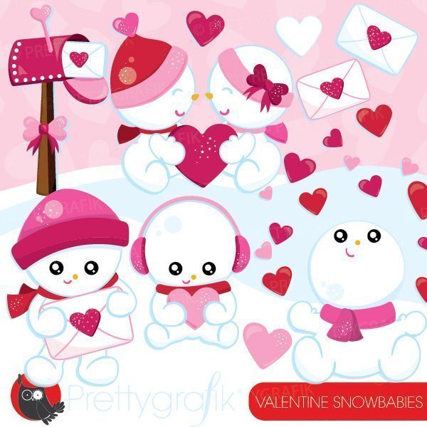 Snowman clipart valentine. Snowmen 