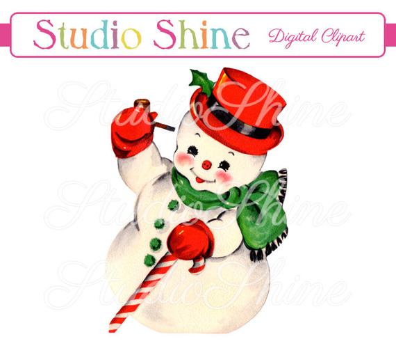 clipart snowman vintage